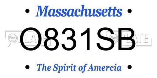 O831SB Massachusetts License Plate