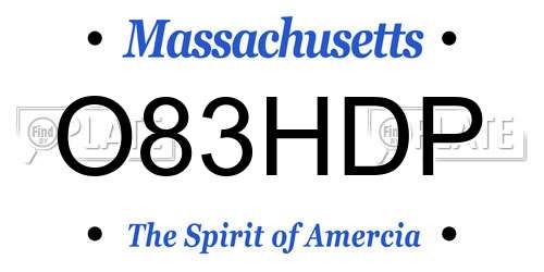 O83HDP Massachusetts License Plate