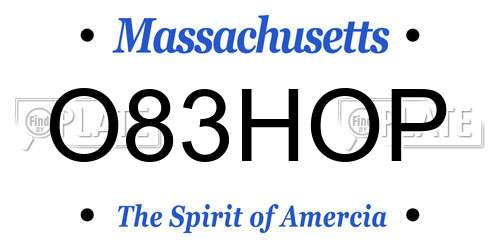 O83HOP Massachusetts License Plate