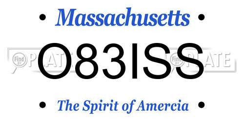 O83ISS Massachusetts License Plate
