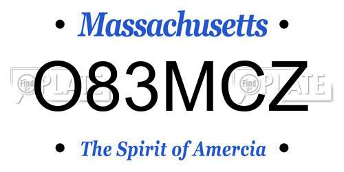 O83MCZ Massachusetts License Plate