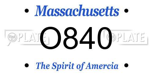 O840 Massachusetts License Plate