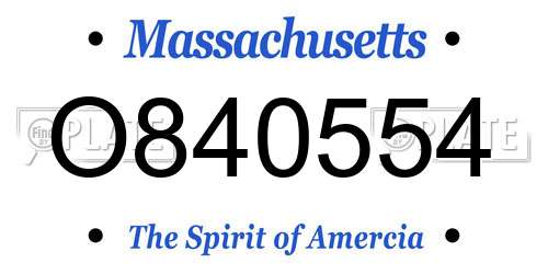O840554 Massachusetts License Plate