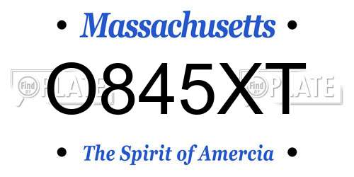 O845XT Massachusetts License Plate