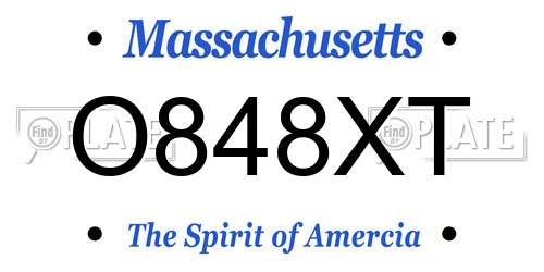O848XT Massachusetts License Plate