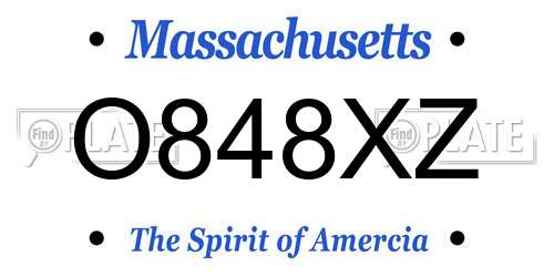 O848XZ Massachusetts License Plate