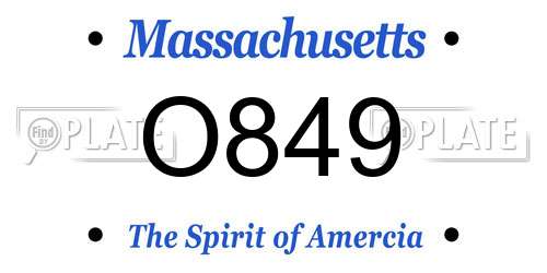 O849 Massachusetts License Plate