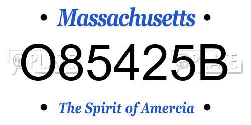 O85425B Massachusetts License Plate