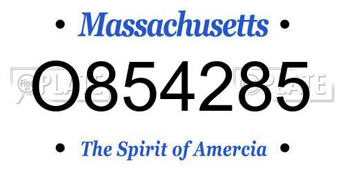 O854285 Massachusetts License Plate