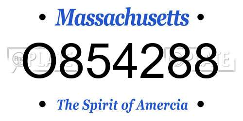 O854288 Massachusetts License Plate