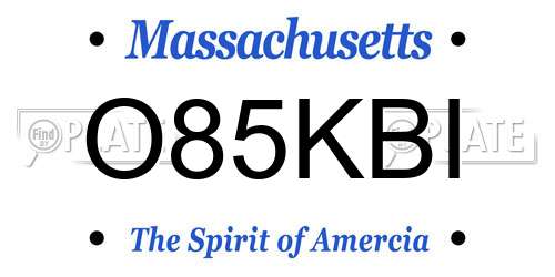 O85KBI Massachusetts License Plate