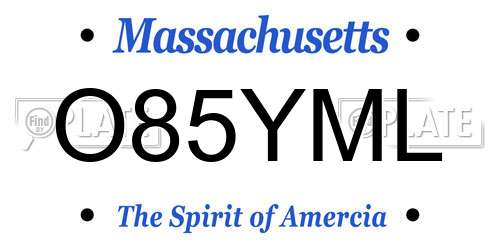 O85YML Massachusetts License Plate