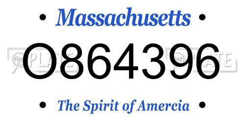 O864396 Massachusetts License Plate