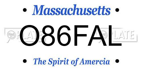 O86FAL Massachusetts License Plate