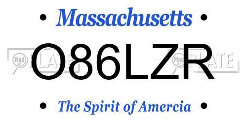 O86LZR Massachusetts License Plate