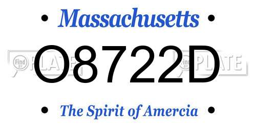 O8722D Massachusetts License Plate