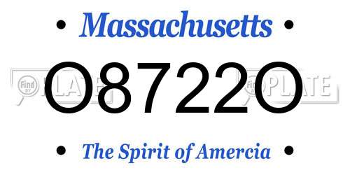 O8722O Massachusetts License Plate