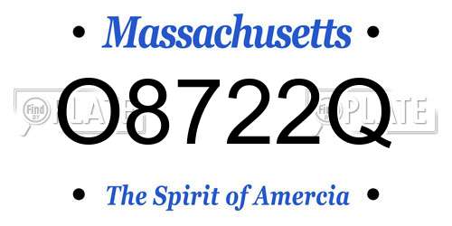 O8722Q Massachusetts License Plate