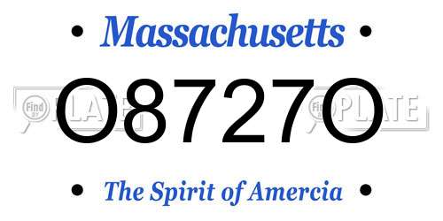 O8727O Massachusetts License Plate