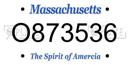 O873536 Massachusetts License Plate