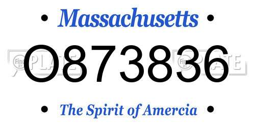 O873836 Massachusetts License Plate