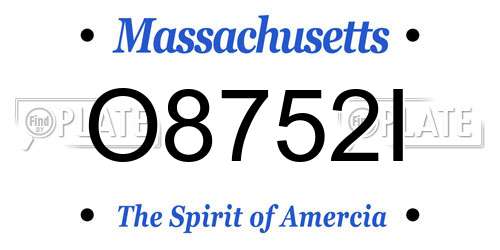 O8752I Massachusetts License Plate