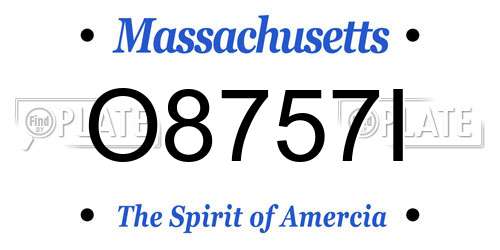 O8757I Massachusetts License Plate