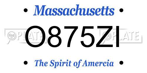 O875ZI Massachusetts License Plate