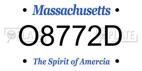 O8772D Massachusetts License Plate