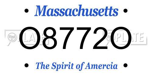 O8772O Massachusetts License Plate