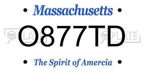O877TD Massachusetts License Plate