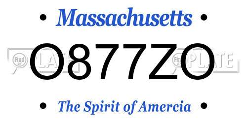 O877ZO Massachusetts License Plate