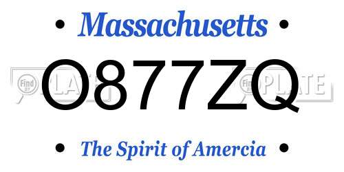 O877ZQ Massachusetts License Plate