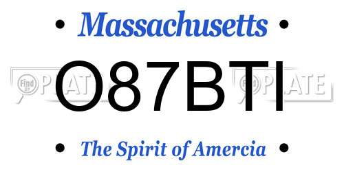 O87BTI Massachusetts License Plate