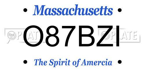 O87BZI Massachusetts License Plate