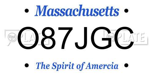 O87JGC Massachusetts License Plate