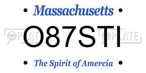 O87STI Massachusetts License Plate