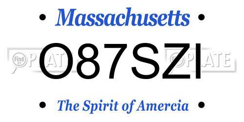 O87SZI Massachusetts License Plate