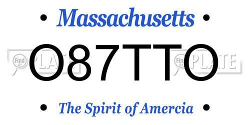 O87TTO Massachusetts License Plate