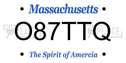 O87TTQ Massachusetts License Plate