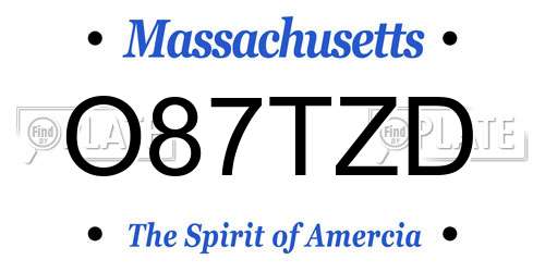 O87TZD Massachusetts License Plate