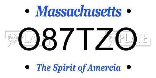 O87TZO Massachusetts License Plate