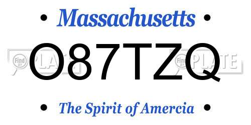 O87TZQ Massachusetts License Plate