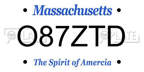 O87ZTD Massachusetts License Plate
