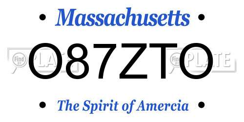 O87ZTO Massachusetts License Plate