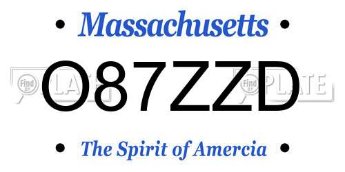 O87ZZD Massachusetts License Plate