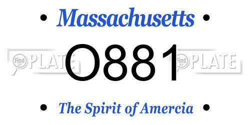 O881 Massachusetts License Plate