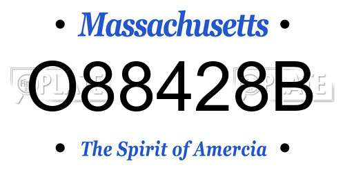 O88428B Massachusetts License Plate