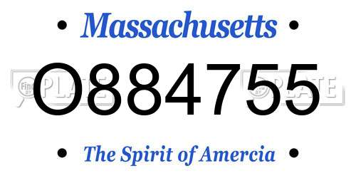 O884755 Massachusetts License Plate