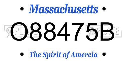 O88475B Massachusetts License Plate